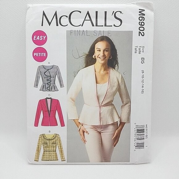 McCall's 6902 Misses' Lined Fitted Jacket Sewing Pattern Sizes 16-24 - Picture 1 of 4